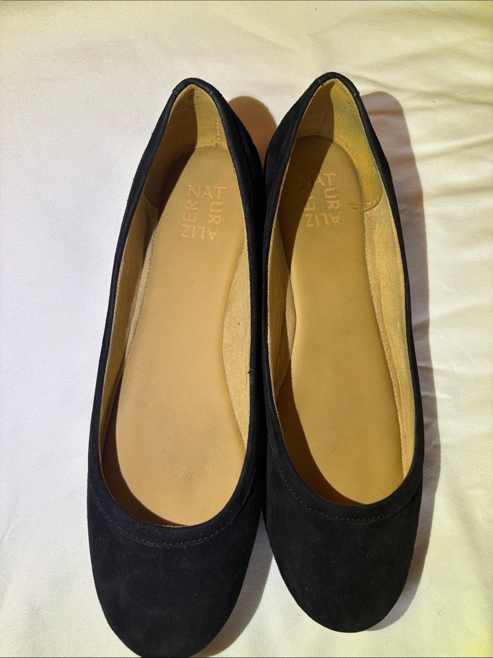 Naturalizer Black Suede Rounded Ballet Flats